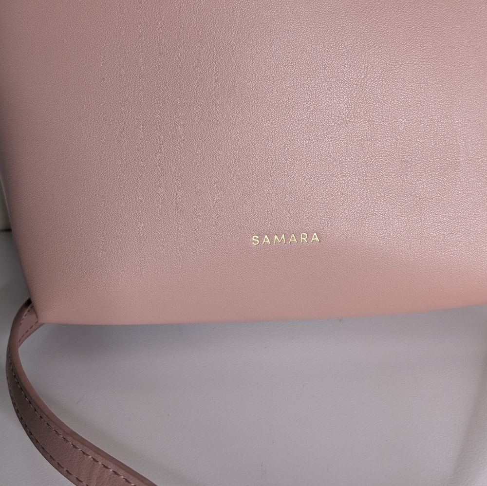 Anthropologie Samara Vegan Leather Minimalist Crossbody Pink Peony Medium - Picture 2 of 11